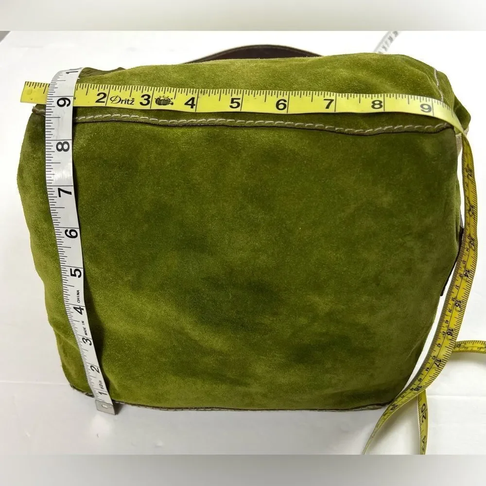 Vintage Ruehl No. 925 Green Suede and Brown Leather Tote